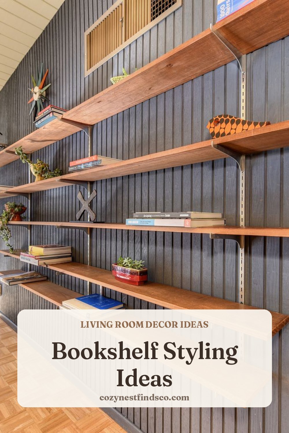 Bookshelf Styling Ideas: pin image for Pinterest