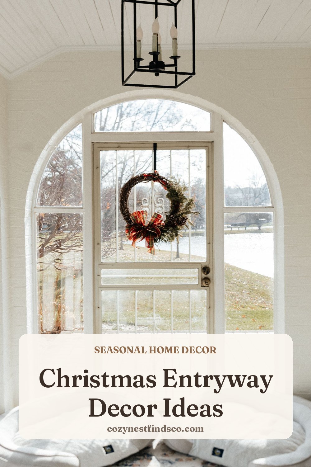 Christmas Entryway Decor Ideas: pin image for Pinterest