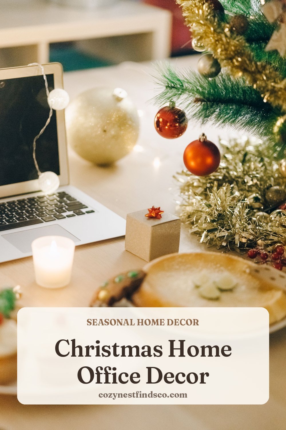 Christmas Home Office Decor: pin image for Pinterest
