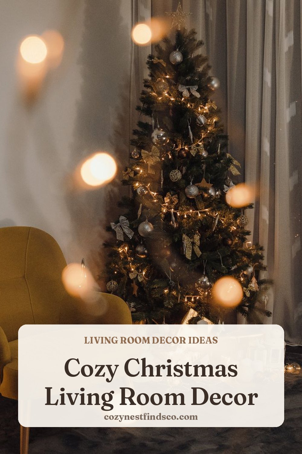 Cozy Christmas Living Room Decor: pin image for Pinterest