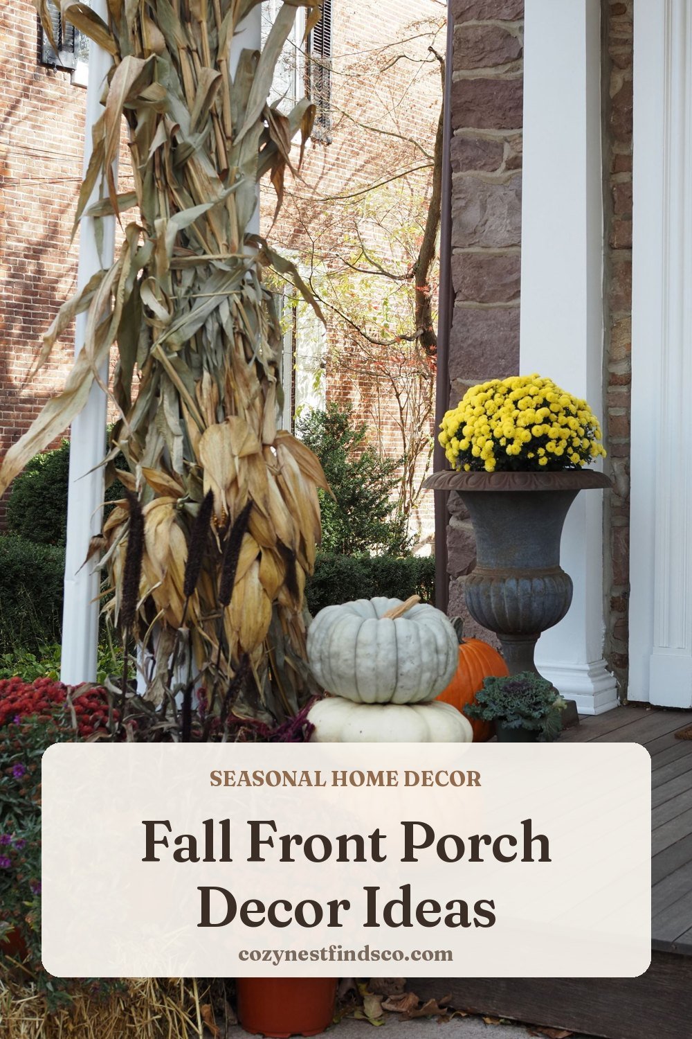 Fall Front Porch Decor Ideas: pin image for Pinterest