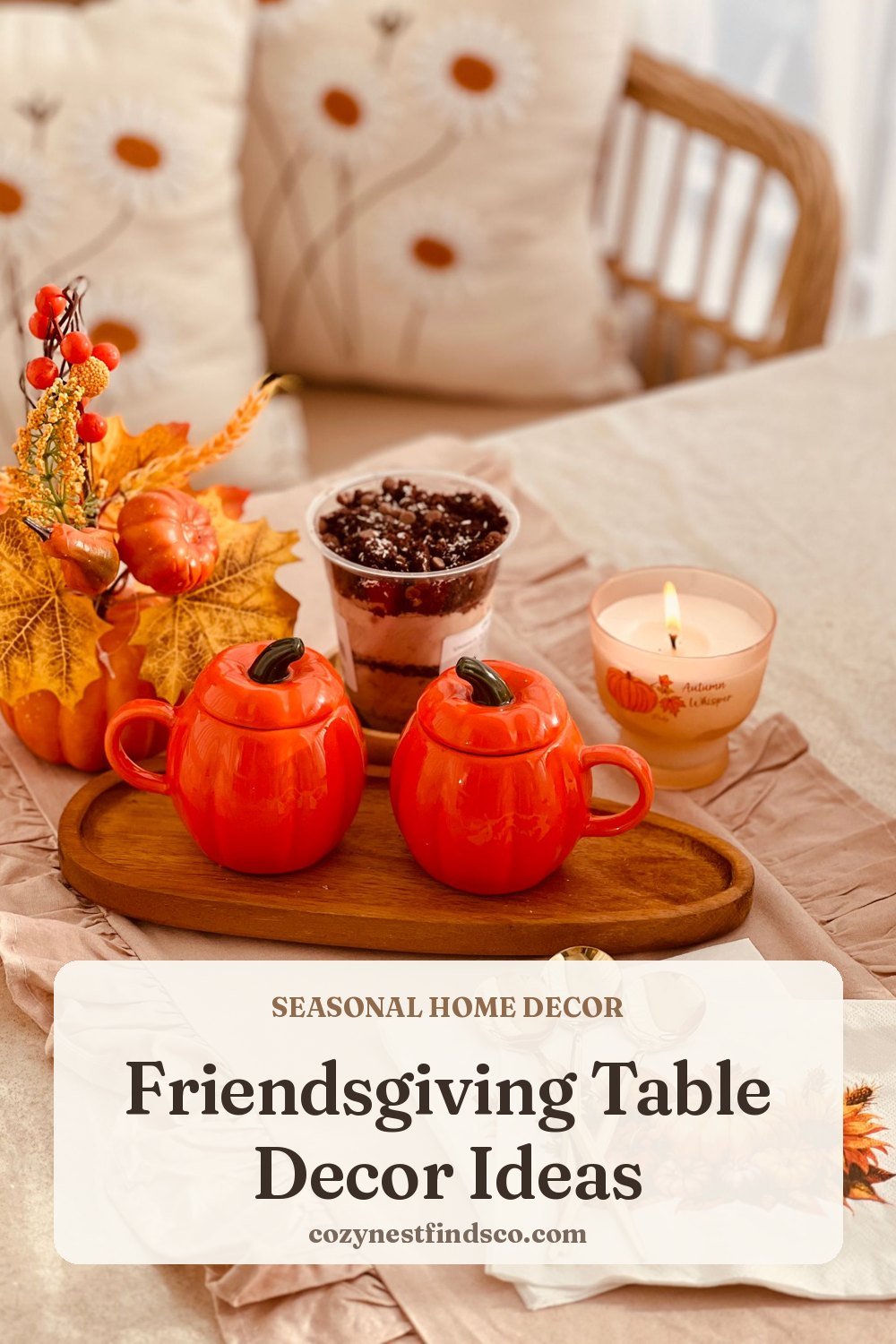 Friendsgiving Table Decor Ideas: pin image for Pinterest