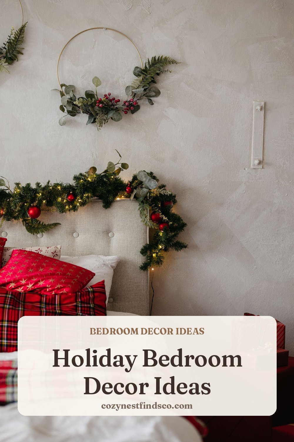 Holiday Bedroom Decor Ideas: pin image for Pinterest
