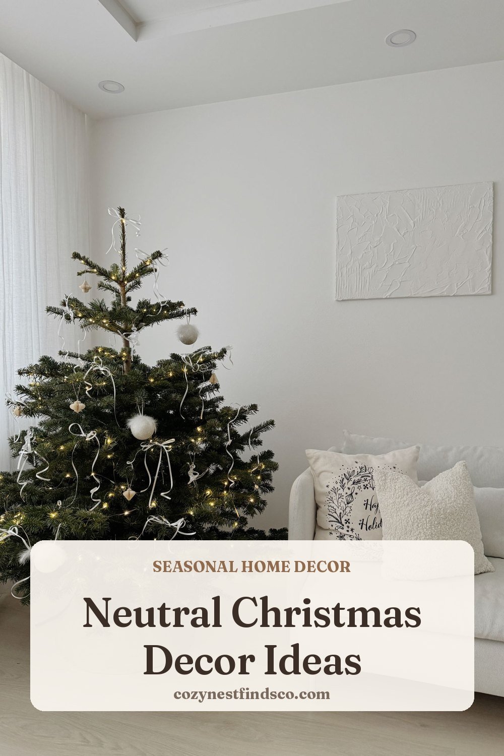 Neutral Christmas Decor Ideas: pin image for Pinterest