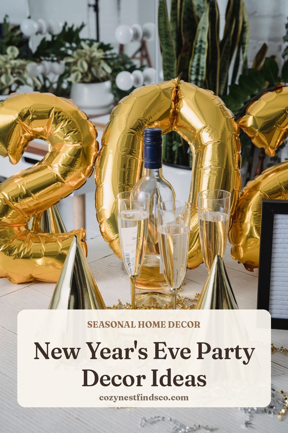 New Year's Eve Party Decor Ideas: pin image for Pinterest